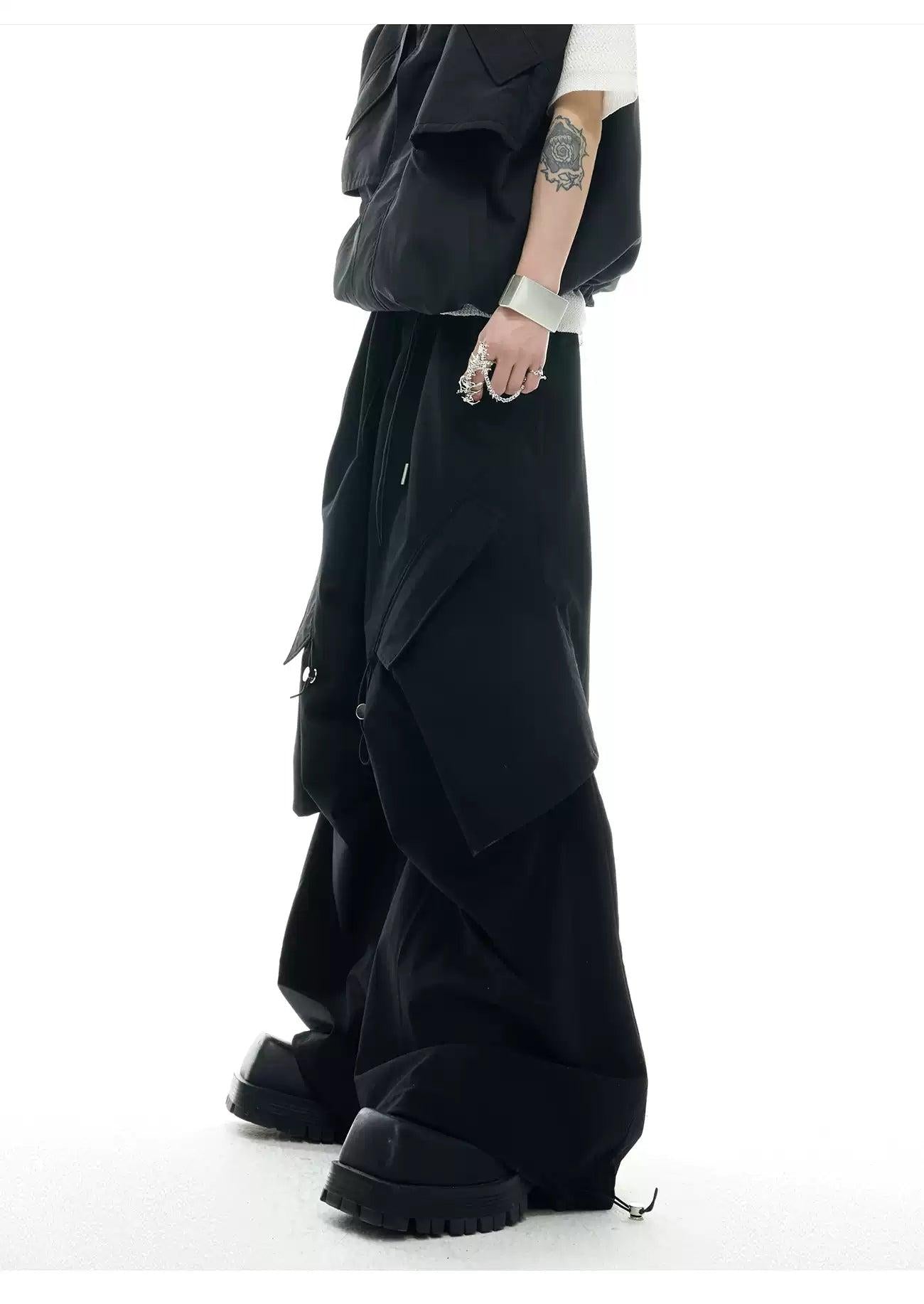 Drawstring Cargo Vest & Slant Pocket Pants Set Korean Street Fashion Clothing Set By Argue Culture Shop Online at OH Vault