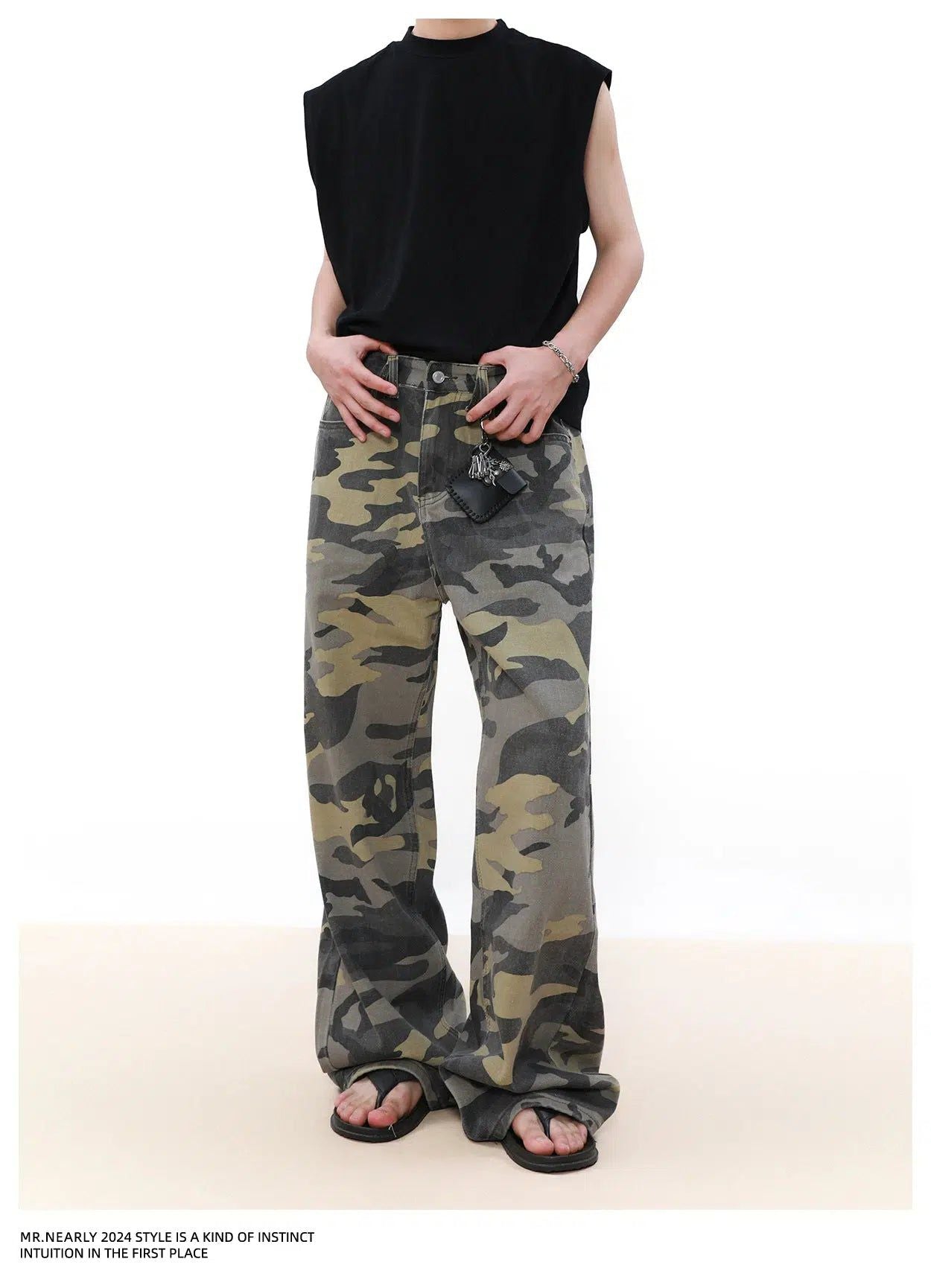 Washed Camo Print Pants Korean Street Fashion Pants By Mr Nearly Shop Online at OH Vault