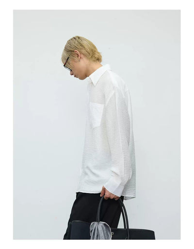 Textured Front Pocket Shirt Korean Street Fashion Shirt By Terra Incognita Shop Online at OH Vault