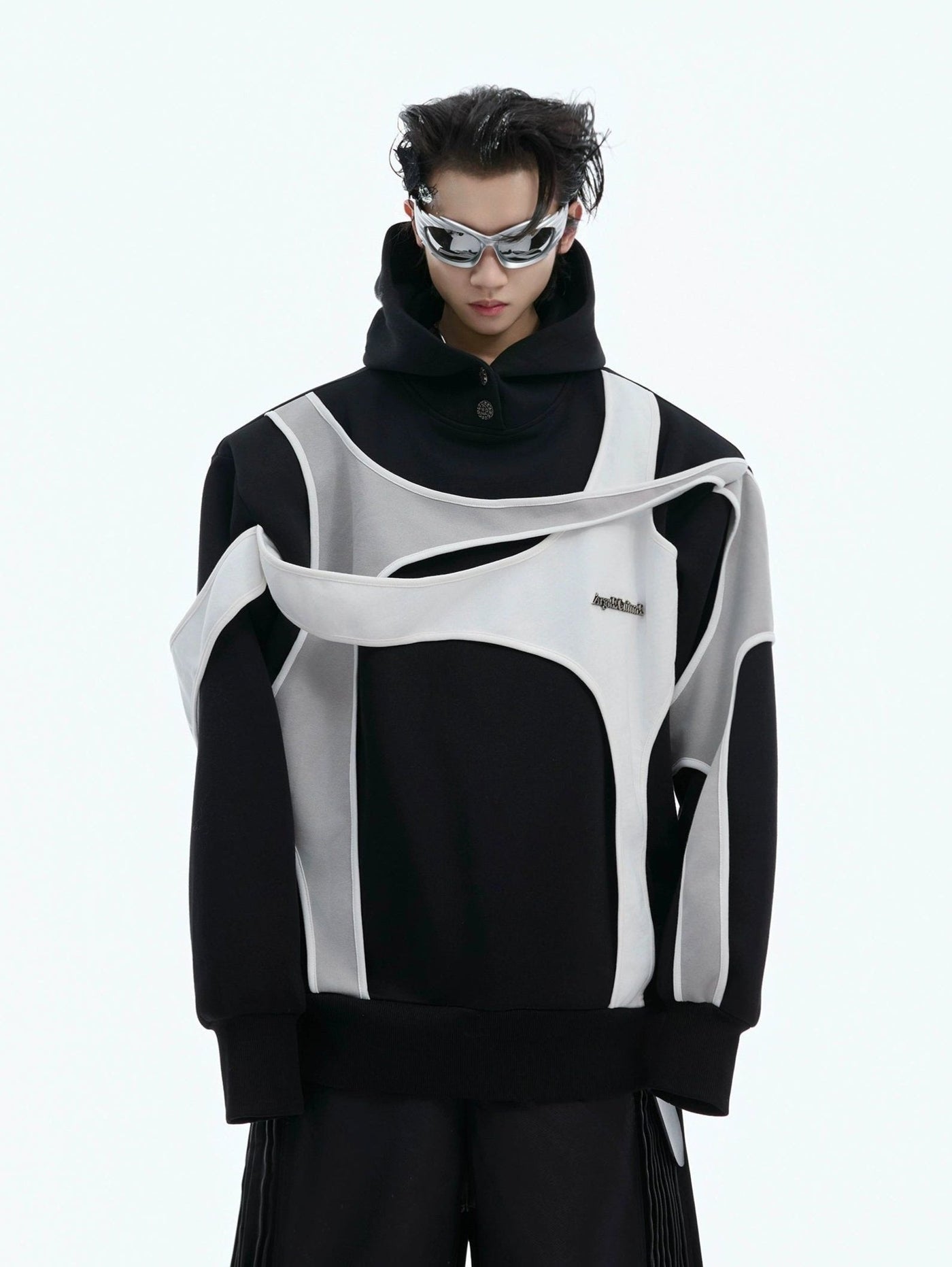 Structured & Contrast Spliced Hoodie