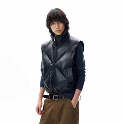 Stand Collar Quilted Puffer Vest Korean Street Fashion Vest By 77Flight Shop Online at OH Vault