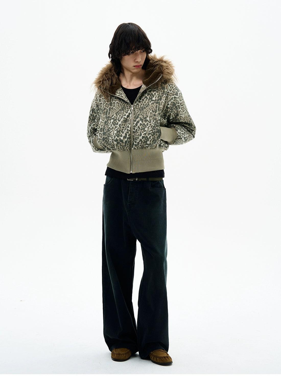 Leopard Print Ribbed Hem Cropped Jacket Korean Street Fashion Jacket By 77Flight Shop Online at OH Vault