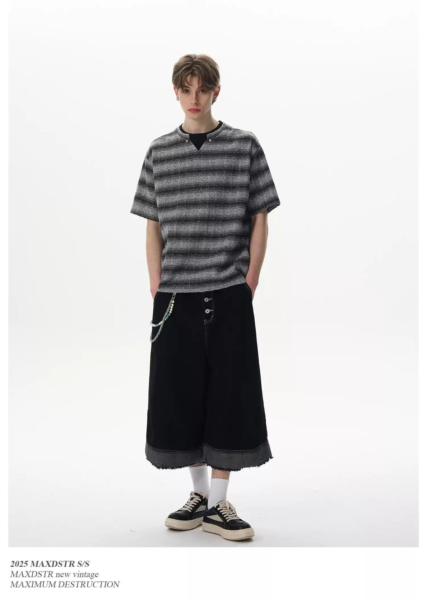 Contrast Smudged Stripes T-Shirt Korean Street Fashion T-Shirt By MaxDstr Shop Online at OH Vault