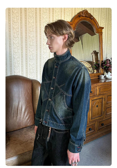 Structured Faded Denim Jacket Korean Street Fashion Jacket By Made Extreme Shop Online at OH Vault
