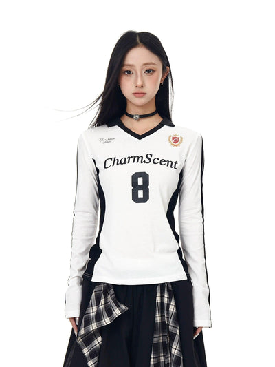 V-Neck Slim Fit L/S T-Shirt Korean Street Fashion T-Shirt By Blacklists Shop Online at OH Vault