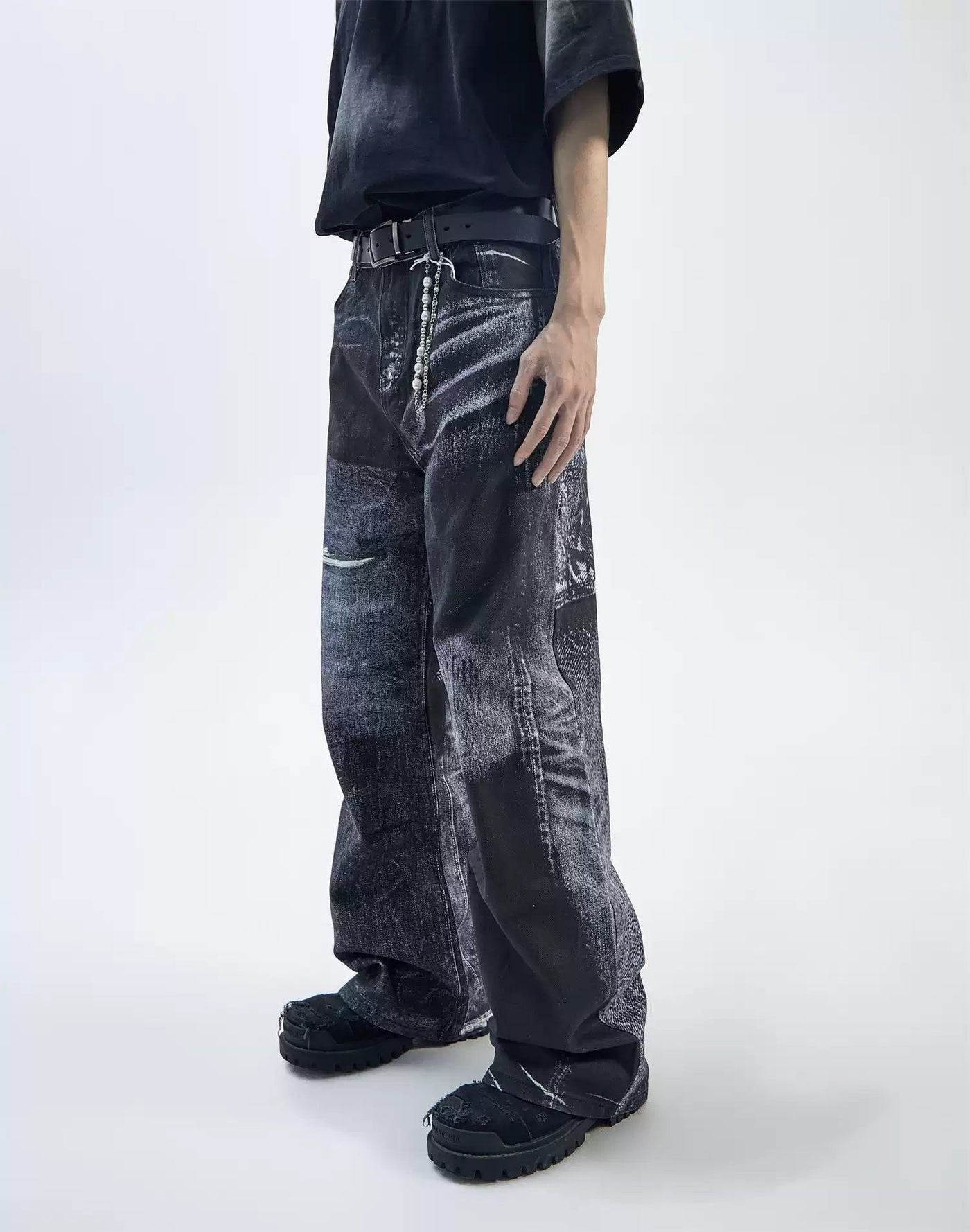 Abstract Fade Detail Jeans Korean Street Fashion Jeans By Ash Dark Shop Online at OH Vault