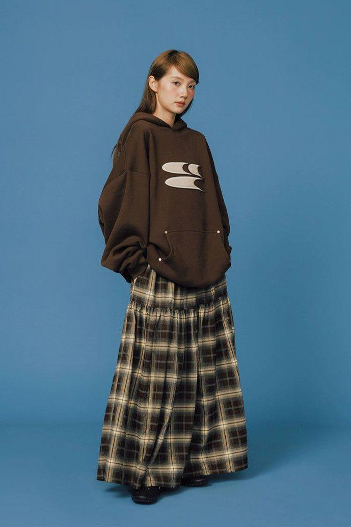 Plaid Pattern Wide Cut Long Skirt Korean Street Fashion Skirt By Crying Center Shop Online at OH Vault