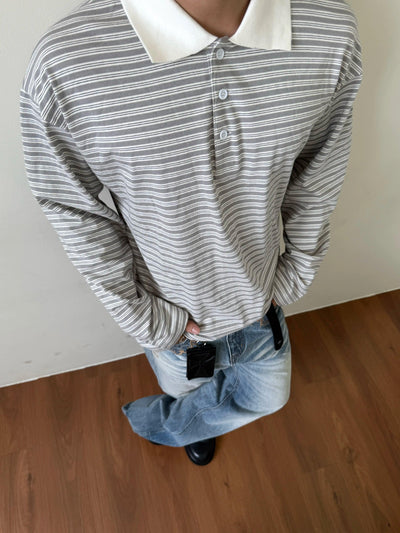 Contrast Collar Striped Polo Korean Street Fashion Polo By Made Extreme Shop Online at OH Vault