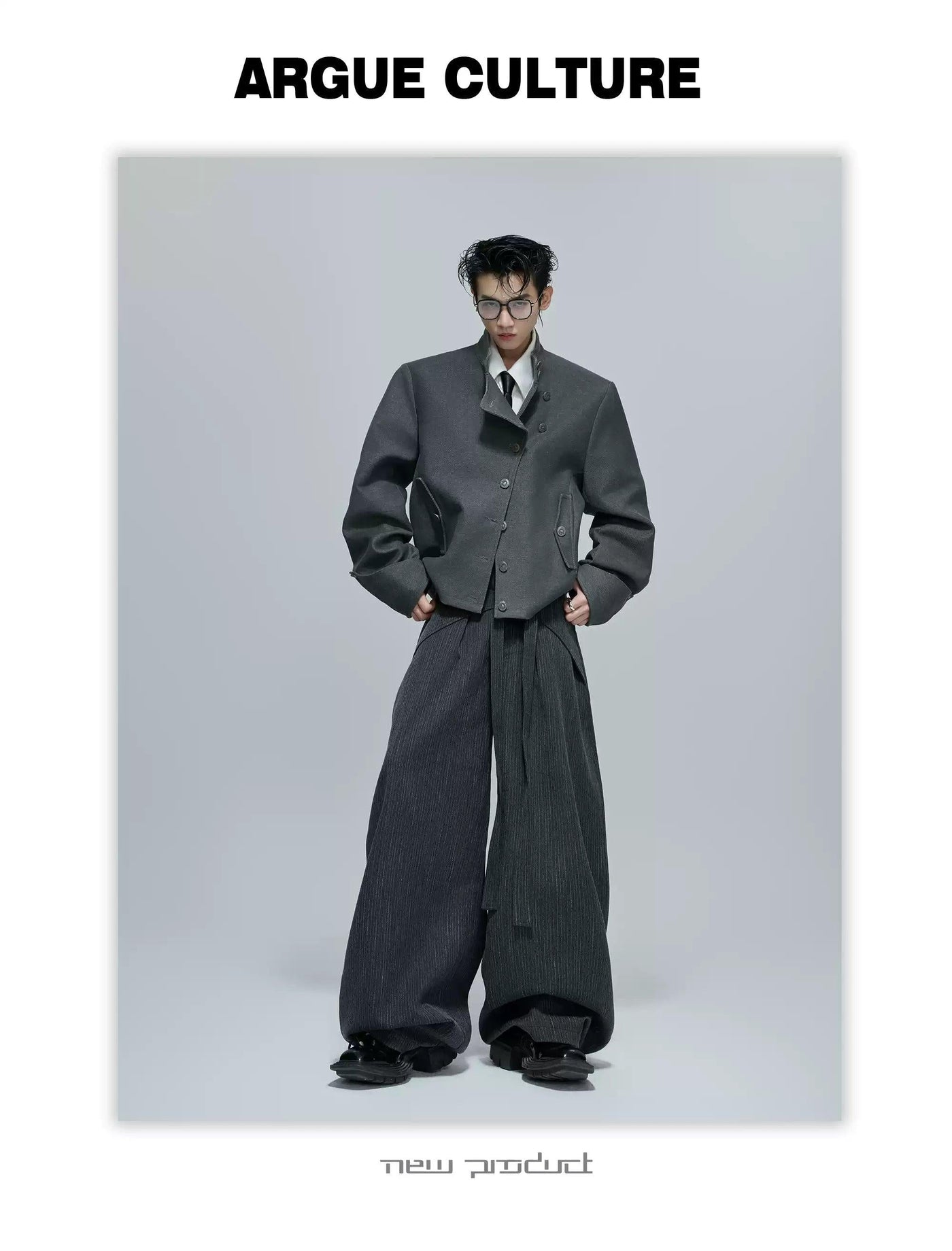 Multiple Buttoned Boxy Fit Twill Blazer Korean Street Fashion Blazer By Argue Culture Shop Online at OH Vault