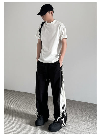 Side Contrast Lined Pants Korean Street Fashion Pants By A PUEE Shop Online at OH Vault
