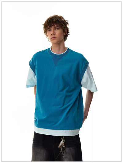Layered Vest Style T-Shirt Korean Street Fashion T-Shirt By Mr Nearly Shop Online at OH Vault