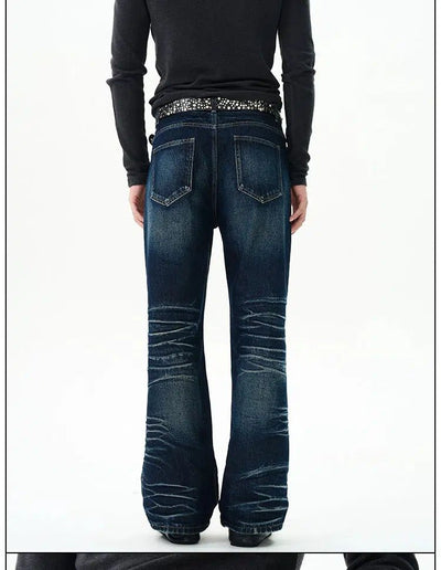 Whiskered Fade Loose Jeans Korean Street Fashion Jeans By 77Flight Shop Online at OH Vault