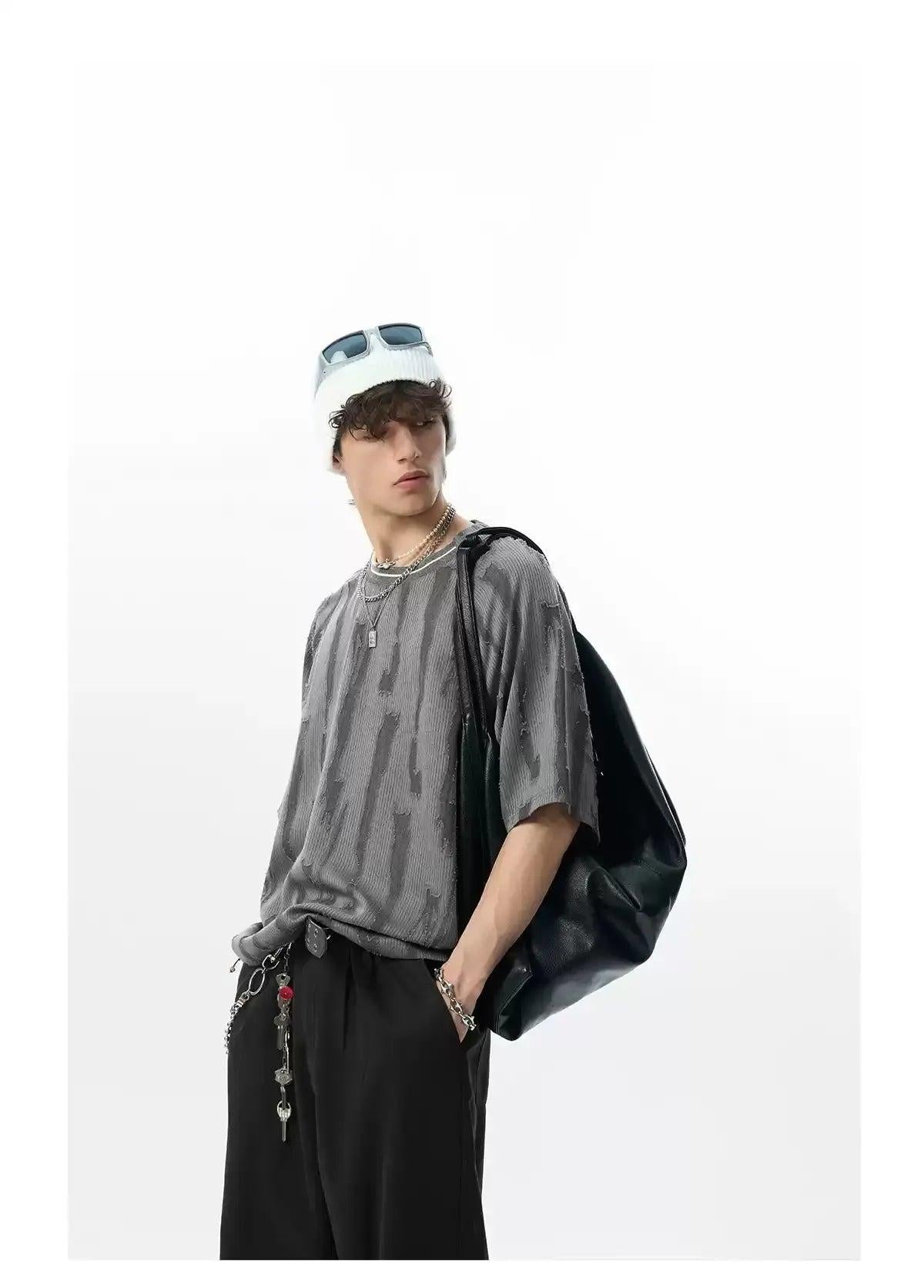 Faded Lines Loose T-Shirt Korean Street Fashion T-Shirt By JHYQ Shop Online at OH Vault