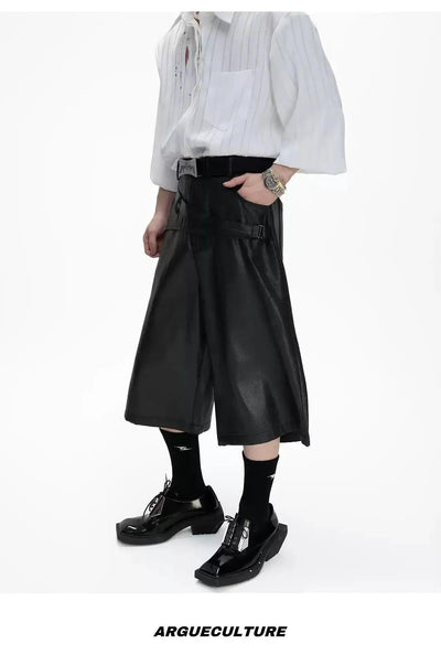 Mid Strap Belt PU Leather Shorts Korean Street Fashion Shorts By Argue Culture Shop Online at OH Vault