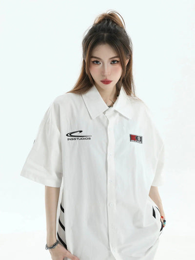 Oversized Fit Buttoned Shirt Korean Street Fashion Shirt By INS Korea Shop Online at OH Vault