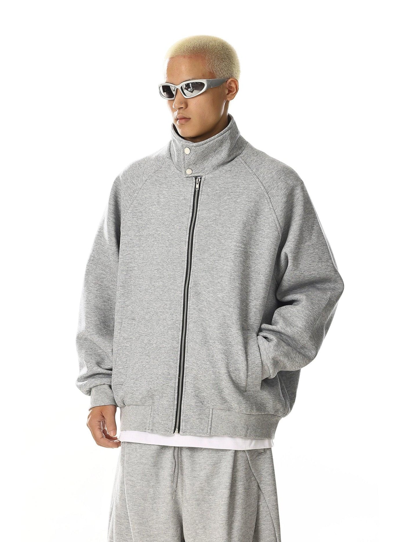 Funnel Neck Full-Zip Jacket Korean Street Fashion Jacket By MEBXX Shop Online at OH Vault