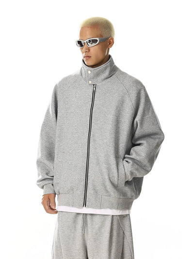 Funnel Neck Full-Zip Jacket Korean Street Fashion Jacket By MEBXX Shop Online at OH Vault