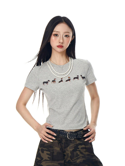 Graphic Print Cropped T-Shirt Korean Street Fashion T-Shirt By Blacklists Shop Online at OH Vault