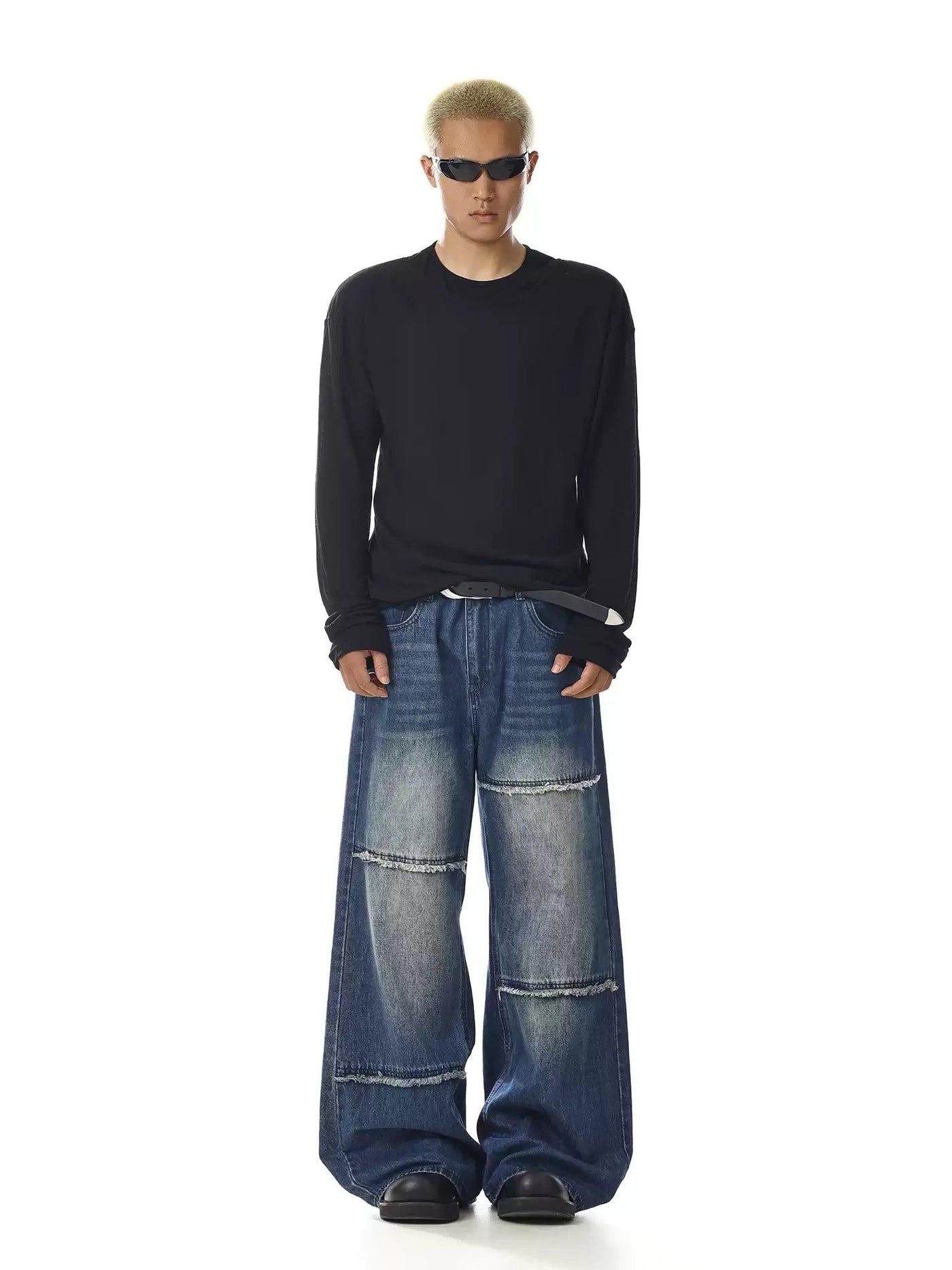 Washed Frayed Loose Jeans Korean Street Fashion Jeans By MEBXX Shop Online at OH Vault