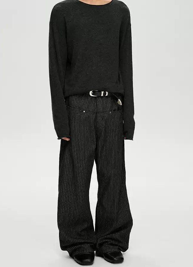 Vertical Stripes Pocket Pants Korean Street Fashion Pants By A PUEE Shop Online at OH Vault