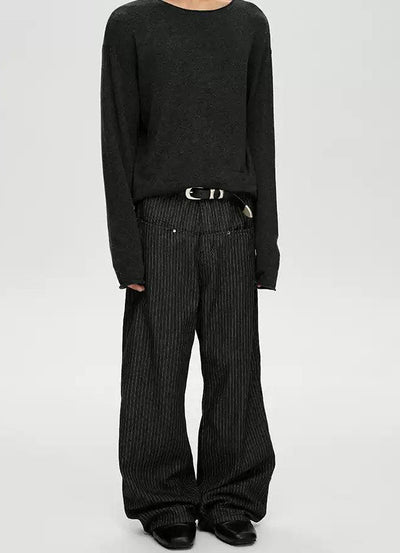 Vertical Stripes Pocket Pants Korean Street Fashion Pants By A PUEE Shop Online at OH Vault