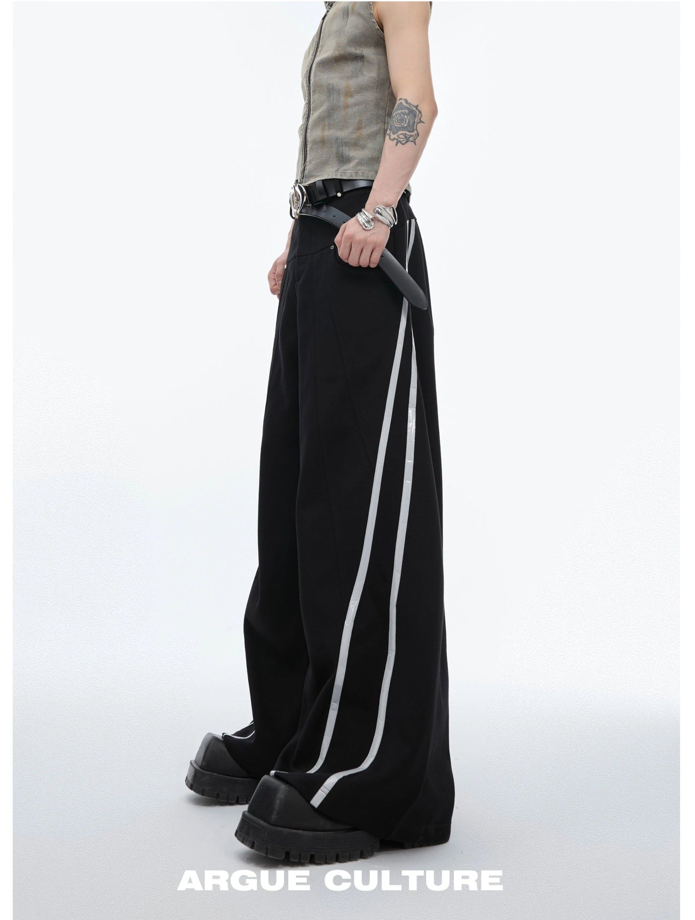 Reflective Bar Stripes Pants Korean Street Fashion Pants By Argue Culture Shop Online at OH Vault