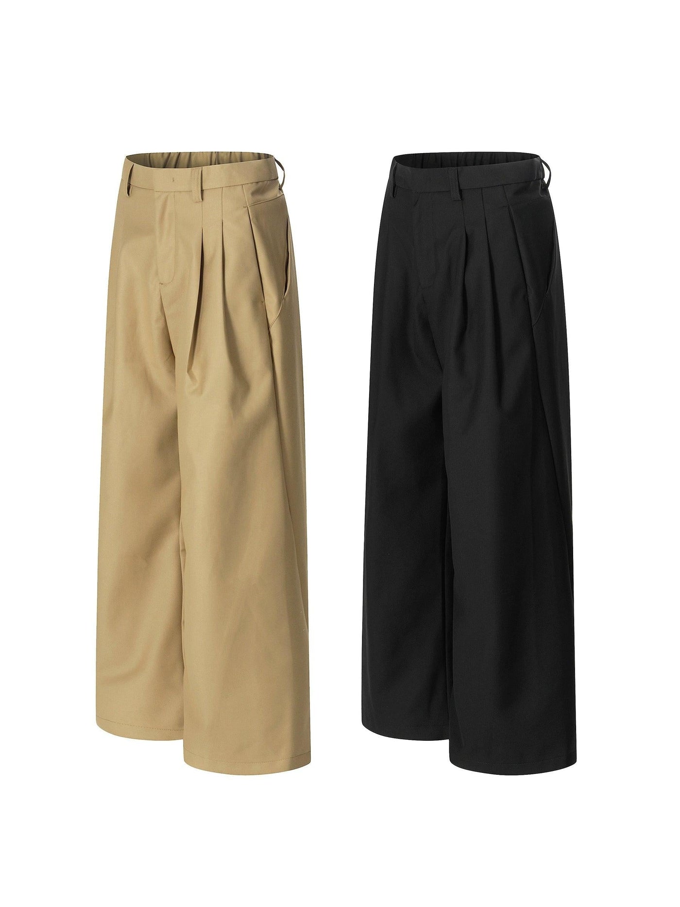 Solid Pleated Wide Trousers Korean Street Fashion Trousers By MaxDstr Shop Online at OH Vault