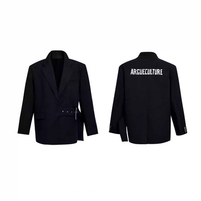 Metallic Back Print Blazer Korean Street Fashion Blazer By Argue Culture Shop Online at OH Vault