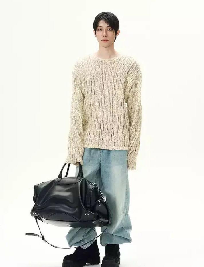 Hollow Twisted Knit Sweater Korean Street Fashion Sweater By 77Flight Shop Online at OH Vault