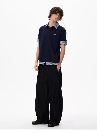 Plaid Layered Casual Polo Korean Street Fashion Polo By 77Flight Shop Online at OH Vault