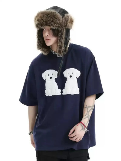Puppy Patched T-Shirt Korean Street Fashion T-Shirt By INS Korea Shop Online at OH Vault