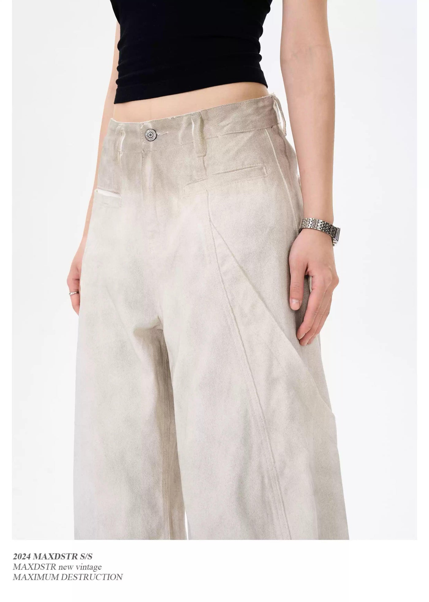 Dirty Wash Wide Leg Pants Korean Street Fashion Pants By MaxDstr Shop Online at OH Vault