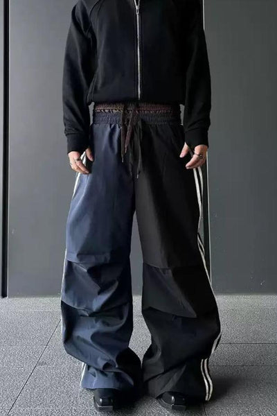 Pleated Striped Wide Track Pants Korean Street Fashion Pants By Dark Fog Shop Online at OH Vault