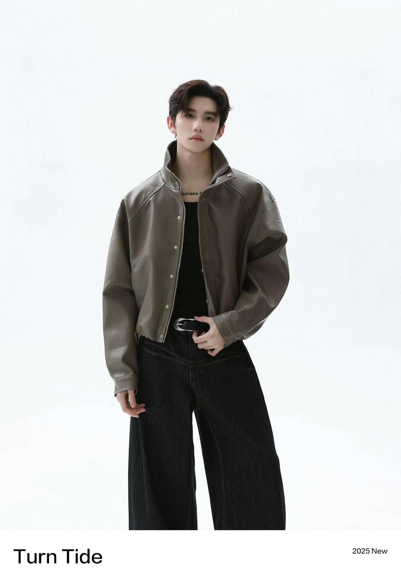 Structured PU Leather Short Jacket Korean Street Fashion Jacket By Turn Tide Shop Online at OH Vault