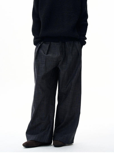 Pinstripe Pleated Wide Cut Trousers Korean Street Fashion Trousers By 77Flight Shop Online at OH Vault