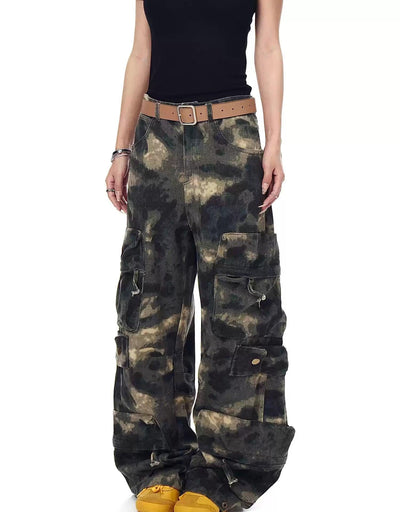 Washed Camouflage Multi-Pocket Jeans Korean Street Fashion Jeans By Blacklists Shop Online at OH Vault
