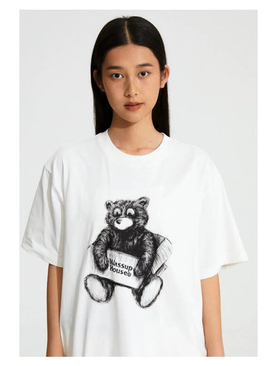 Bear Graphic T-Shirt Korean Street Fashion T-Shirt By WASSUP Shop Online at OH Vault