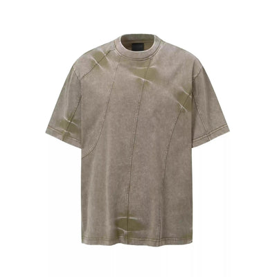 Irregular Washed Panel Pleated T-Shirt Korean Street Fashion T-Shirt By MaxDstr Shop Online at OH Vault