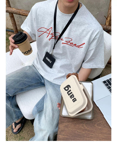 Contrast Cursive Logo T-Shirt Korean Street Fashion T-Shirt By Poikilotherm Shop Online at OH Vault