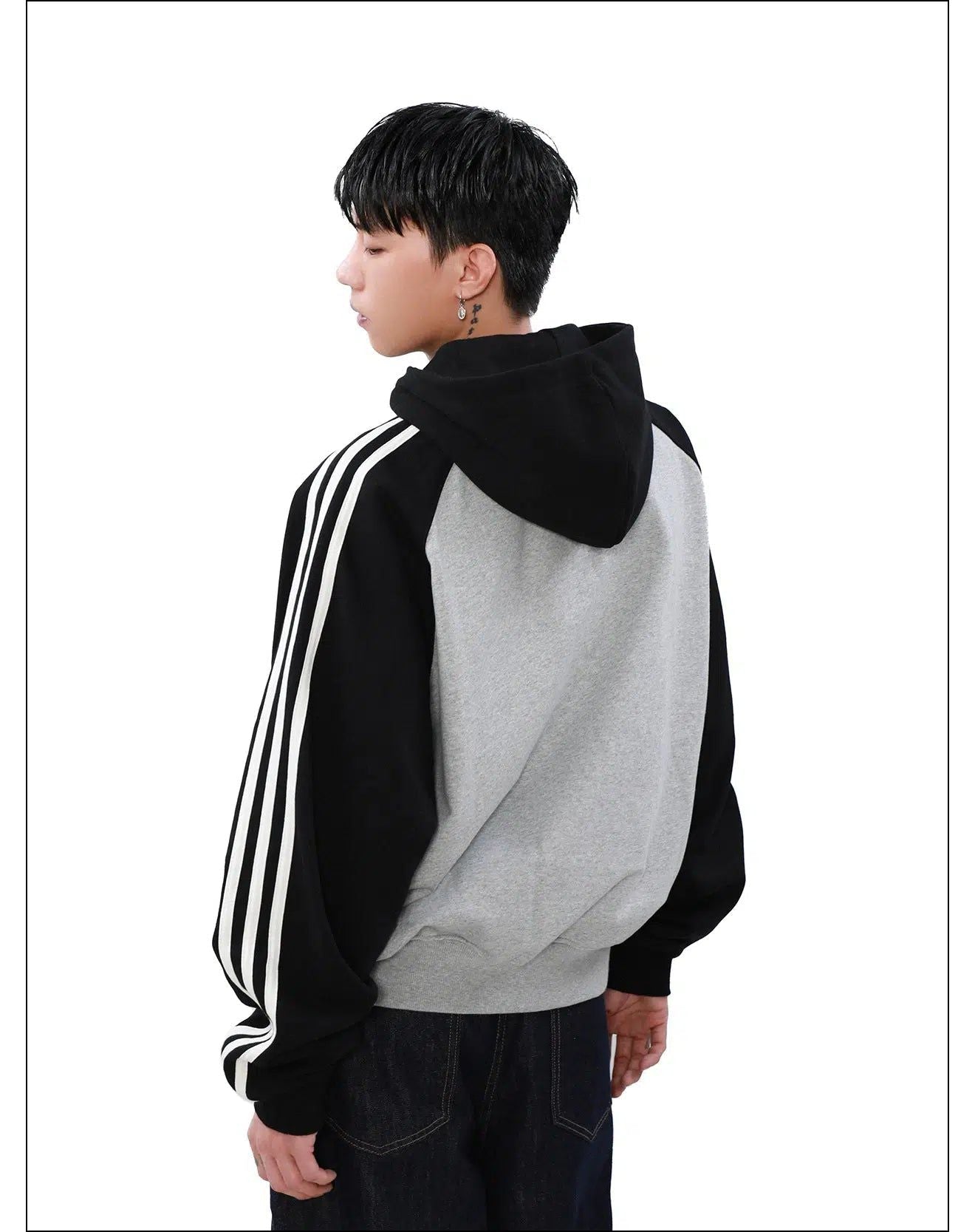 Sports Logo Stripes Zip-Up Hoodie Korean Street Fashion Hoodie By Mr Nearly Shop Online at OH Vault