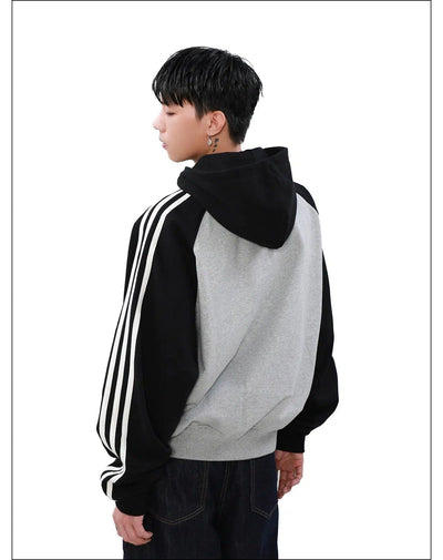 Sports Logo Stripes Zip-Up Hoodie Korean Street Fashion Hoodie By Mr Nearly Shop Online at OH Vault