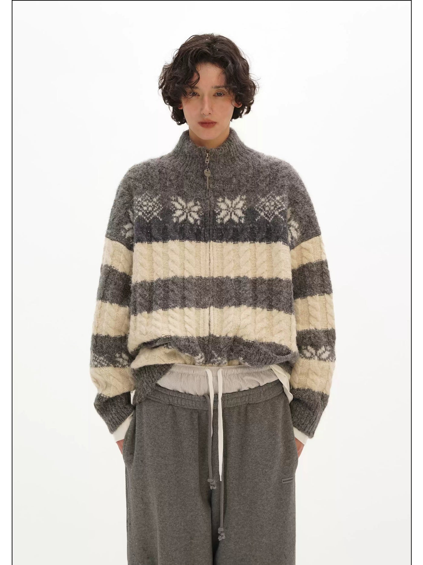 Key Zip Patterned Sweater Korean Street Fashion Sweater By Mason Prince Shop Online at OH Vault