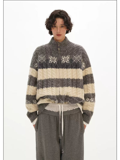 Key Zip Patterned Sweater Korean Street Fashion Sweater By Mason Prince Shop Online at OH Vault