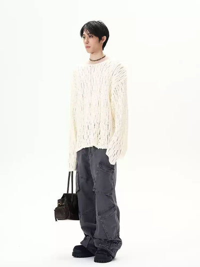 Hollow Twisted Knit Sweater Korean Street Fashion Sweater By 77Flight Shop Online at OH Vault