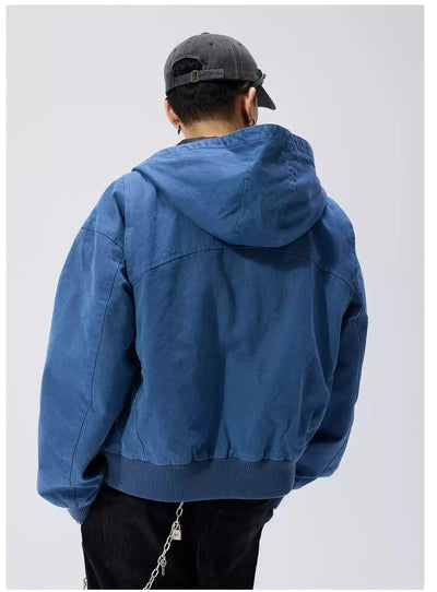 Retro Washed Hooded Twill Jacket Korean Street Fashion Jacket By Remedy Shop Online at OH Vault