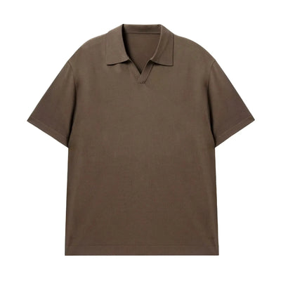 Clean Fit V-Neck Polo Korean Street Fashion Polo By JHYQ Shop Online at OH Vault