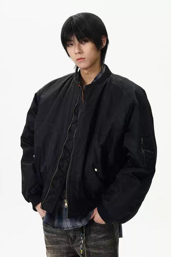 Chic Bomber Lined Jacket Korean Street Fashion Jacket By 77Flight Shop Online at OH Vault