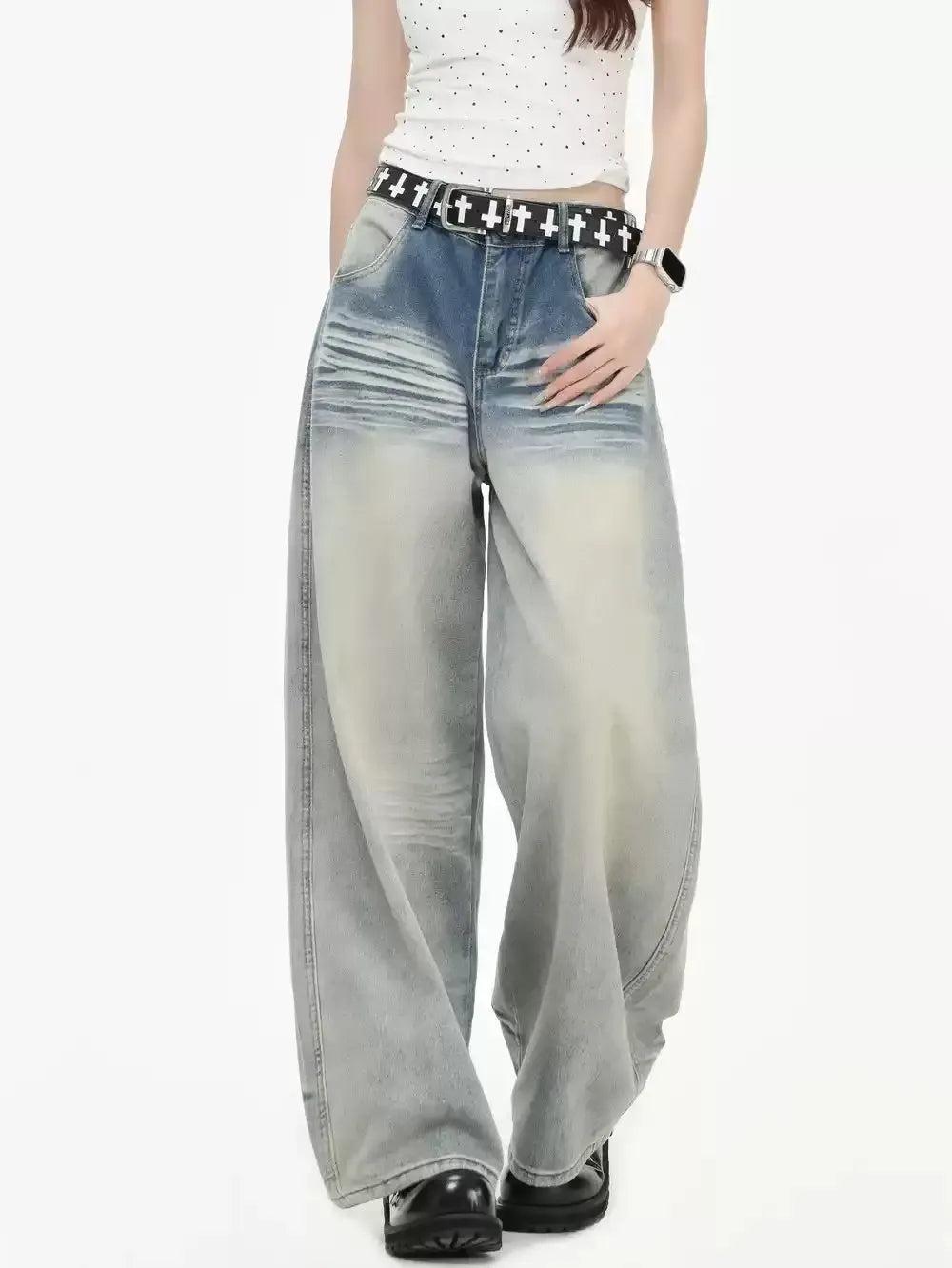 Whiskers Lines Fade Emphasis Jeans Korean Street Fashion Jeans By INS Korea Shop Online at OH Vault