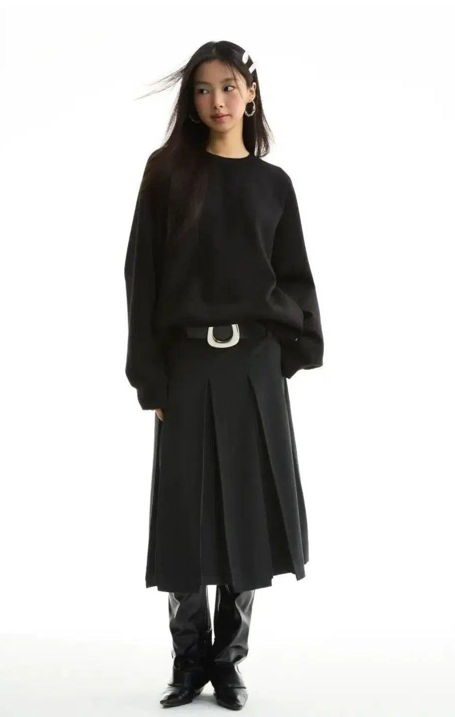 Knee Length Solid Color Skirt Korean Street Fashion Skirt By Funky Fun Shop Online at OH Vault