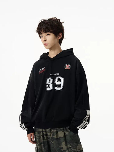 Smudged Number Print Hoodie Korean Street Fashion Hoodie By 77Flight Shop Online at OH Vault